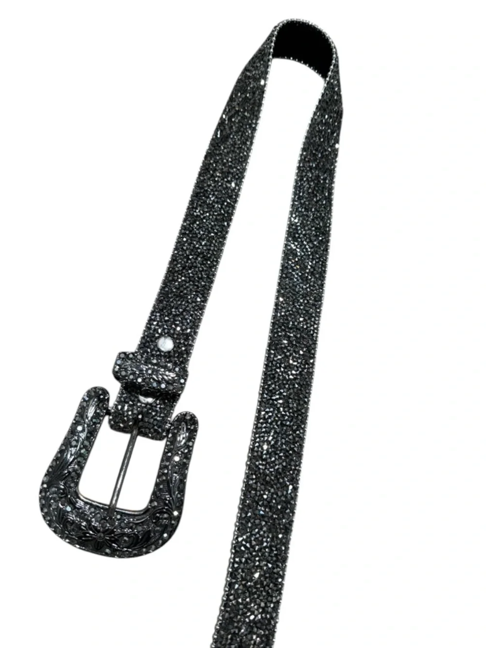 Studded Womens Genuine Leather Belt Women Small Rhinestone Silver Black Western